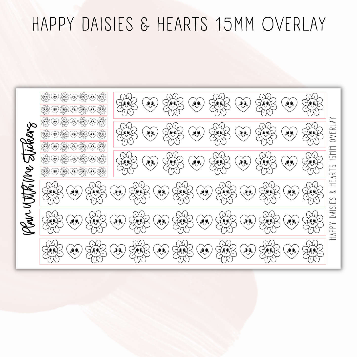 Happy Daisies & Hearts 15mm Overlays