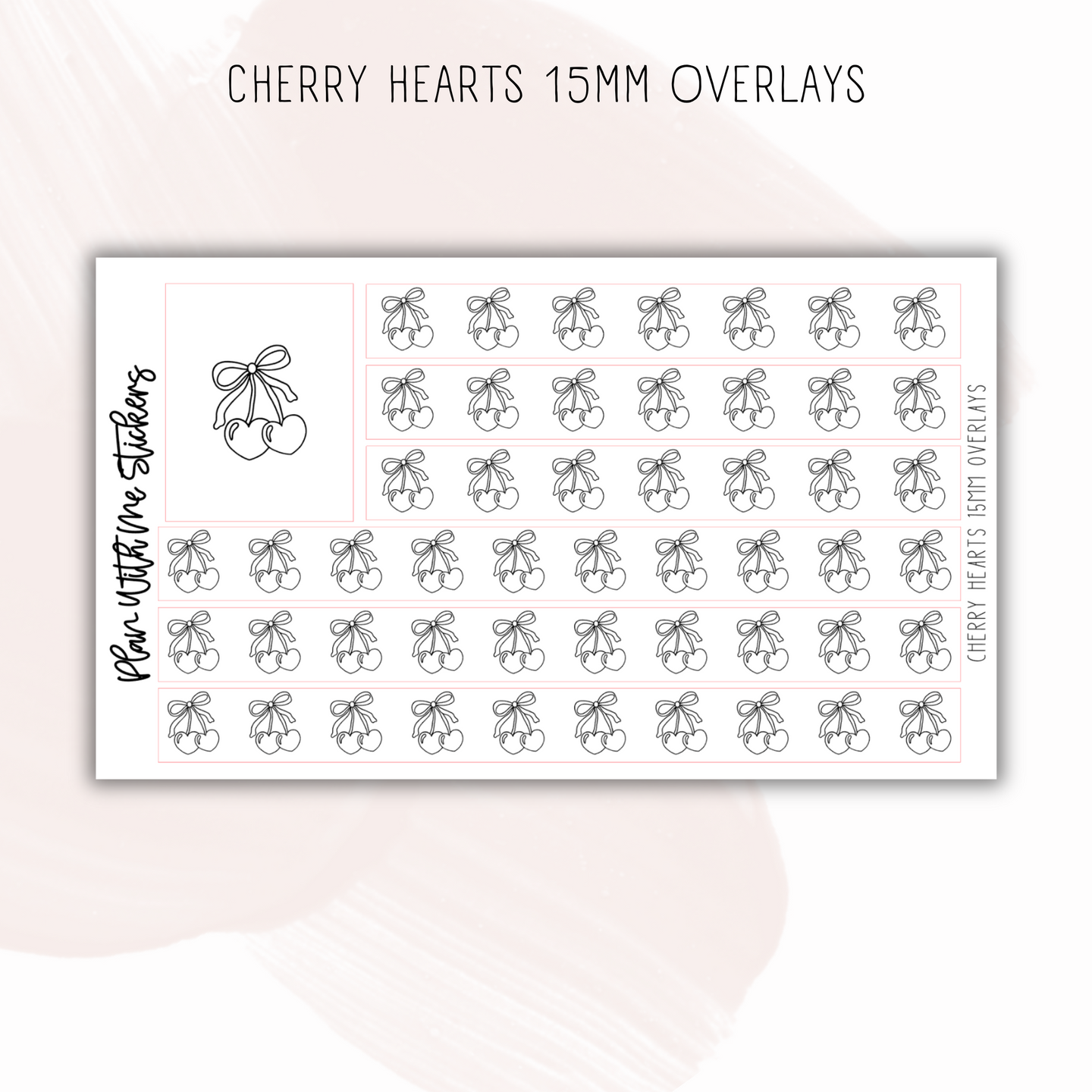 Cherry Hearts 15MM Overlays