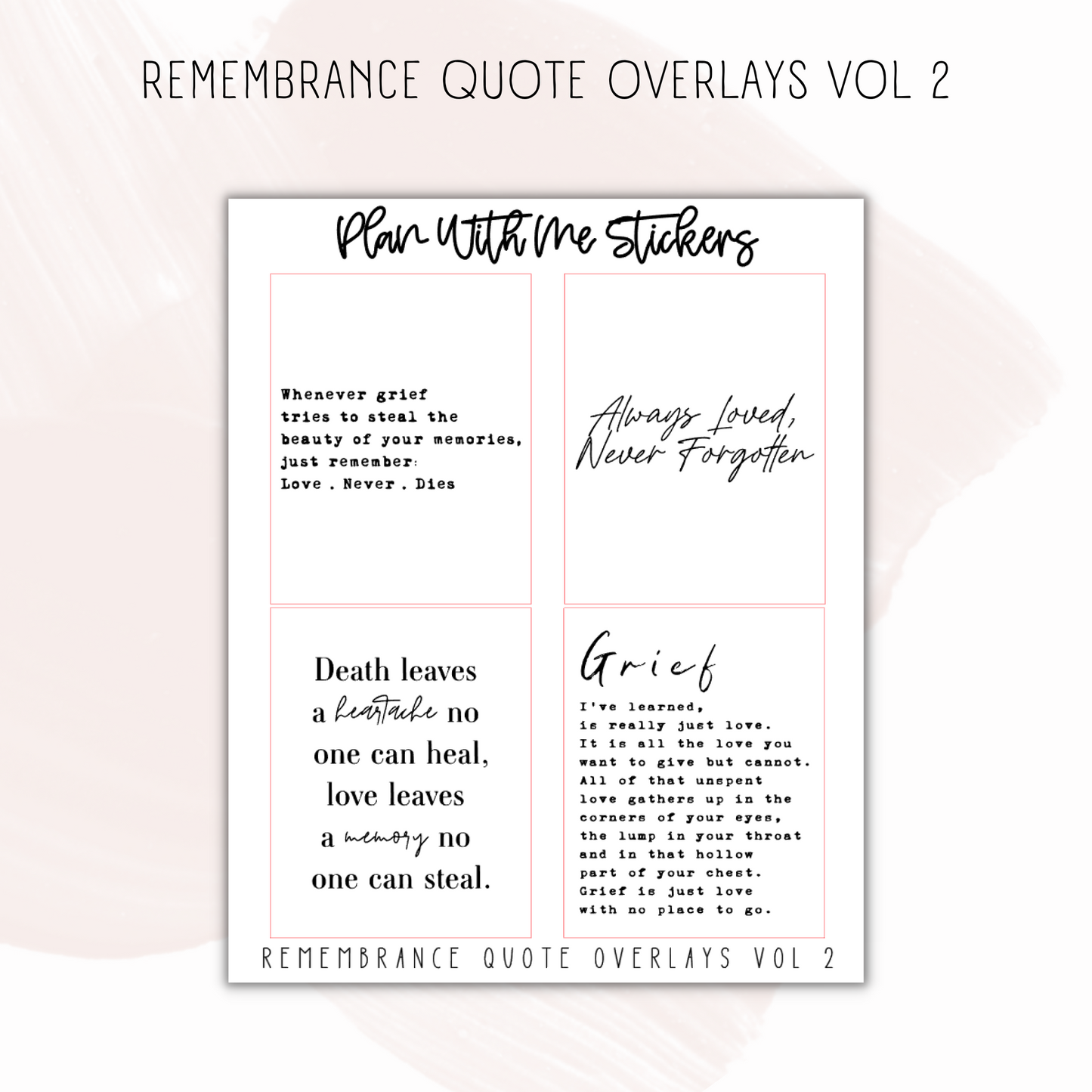 Remembrance Quote Overlays Vol 2