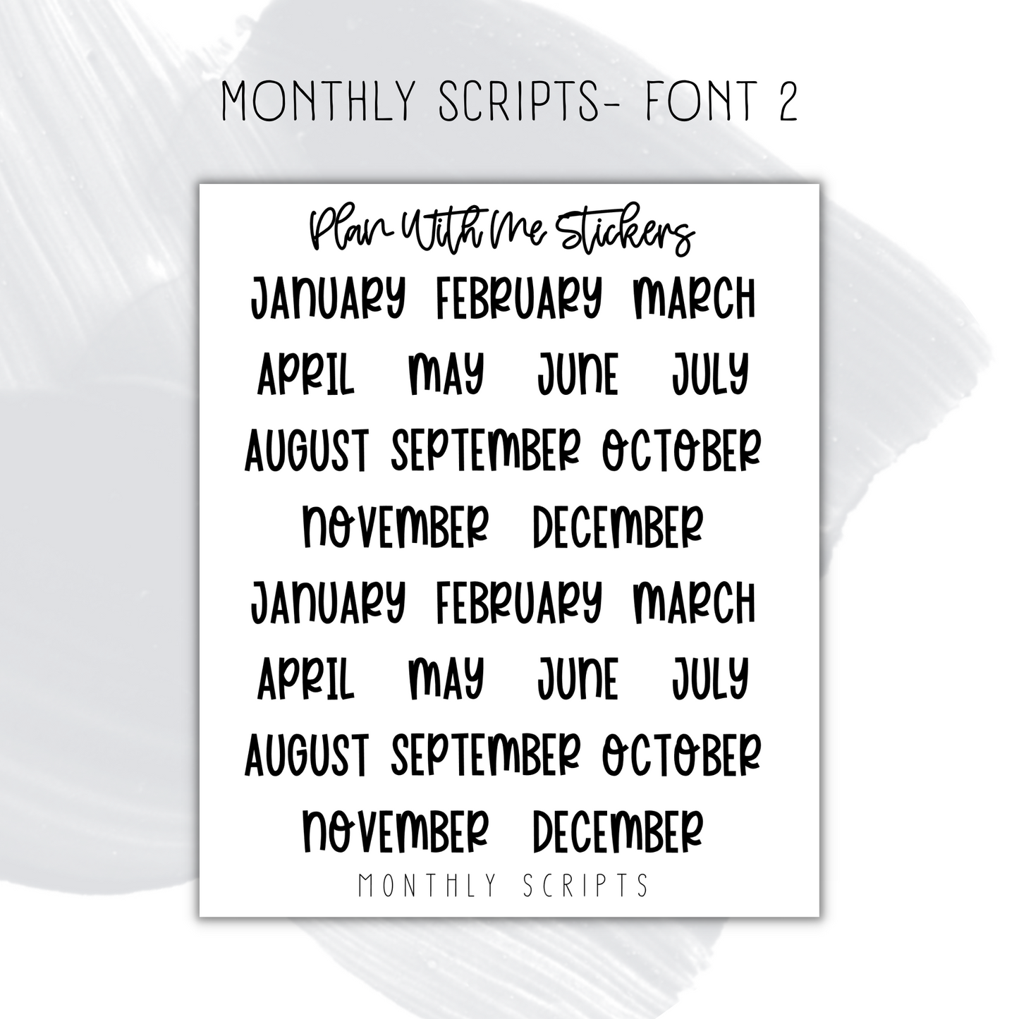 Monthly Scripts- Font 2