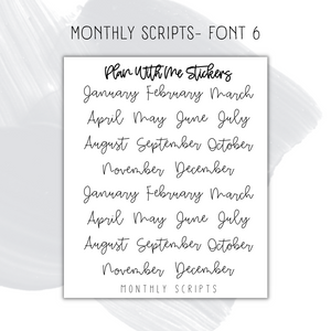 Monthly Script- Font 6