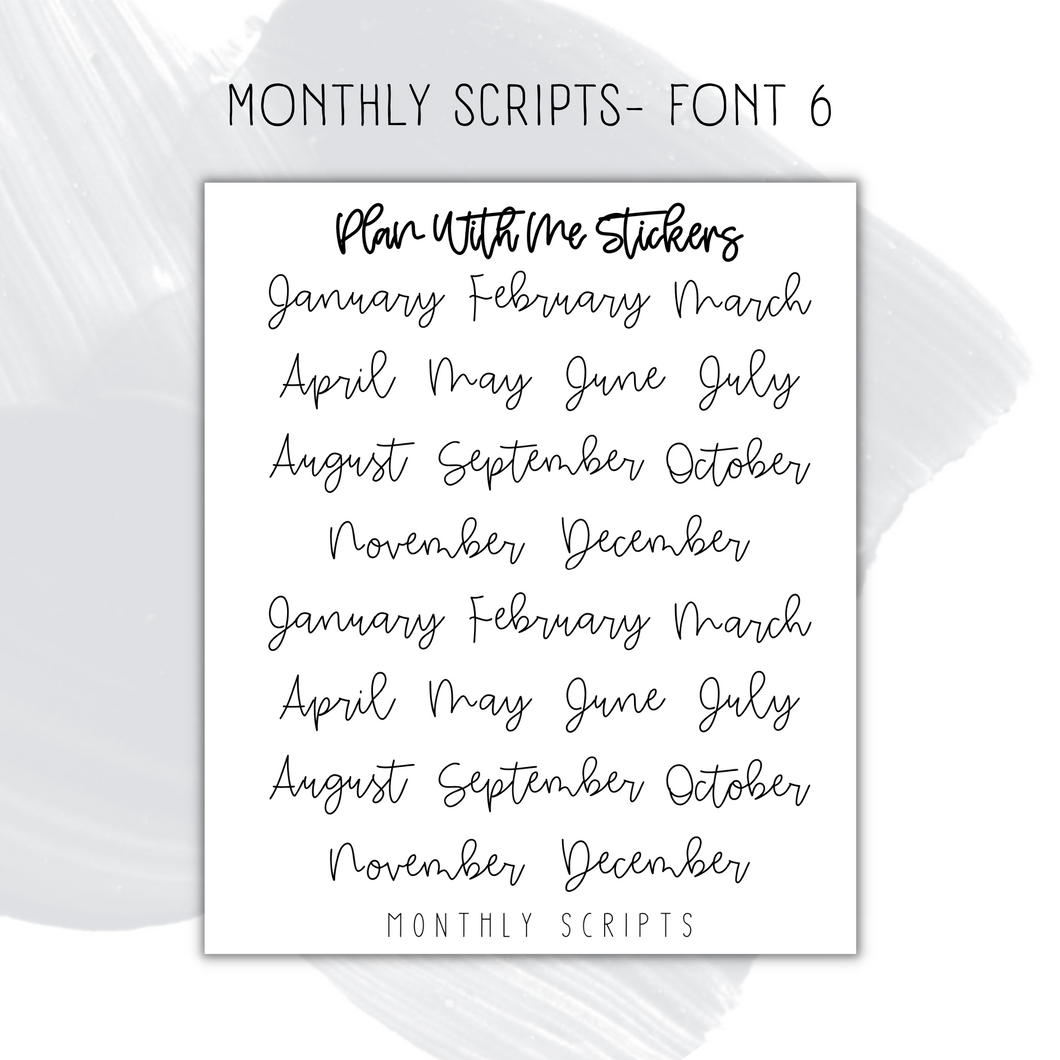 Monthly Script- Font 6