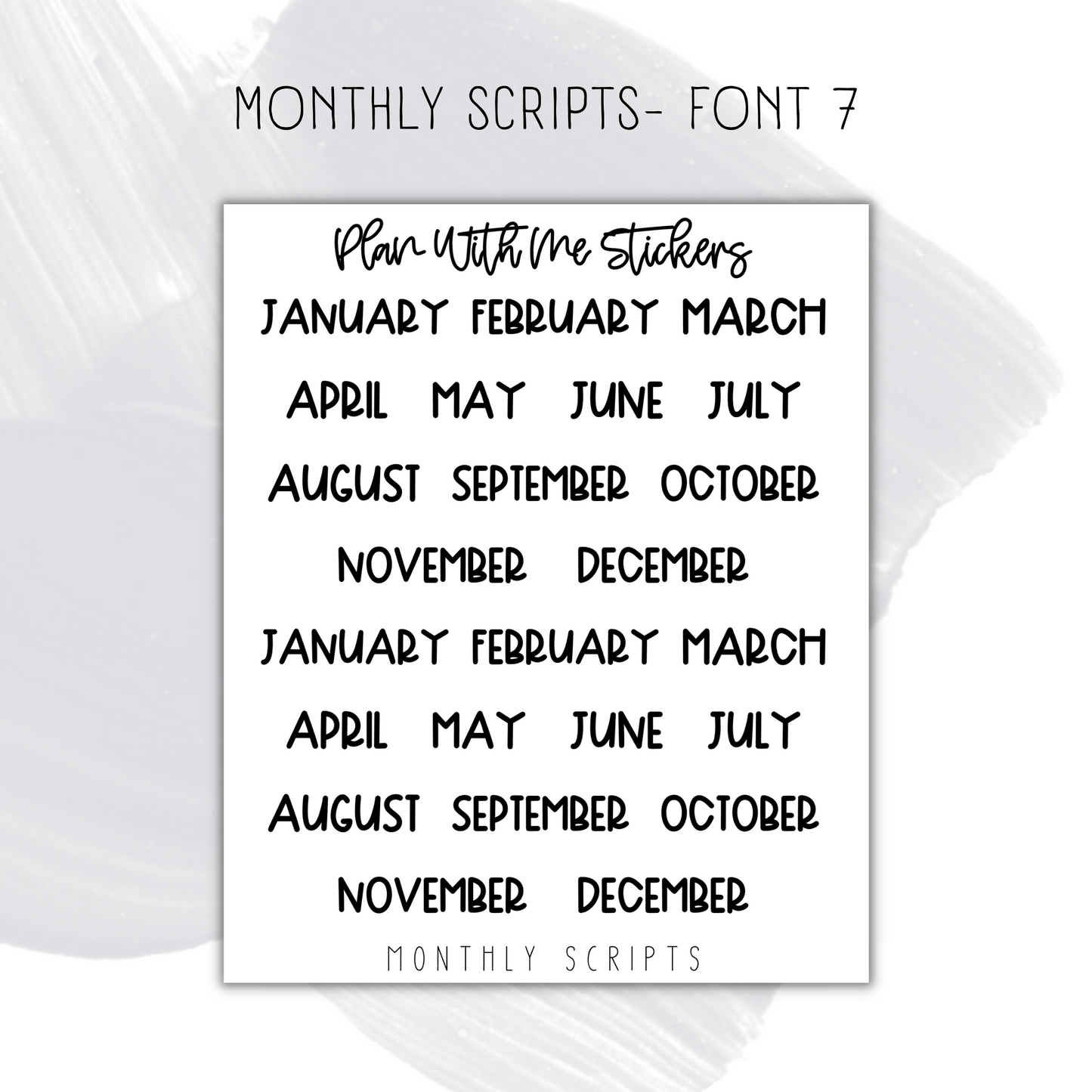 Monthly Script- Font 7