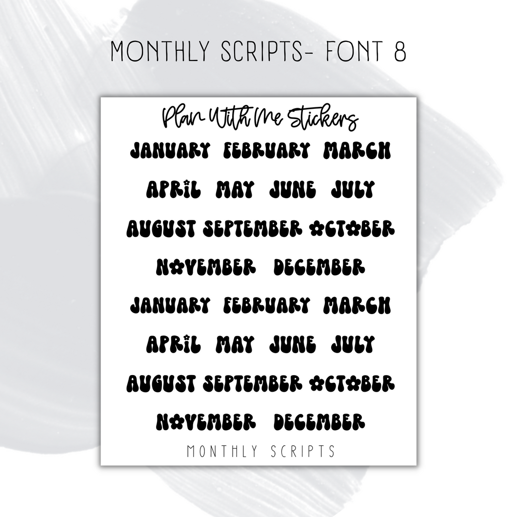 Monthly Script- Font 8