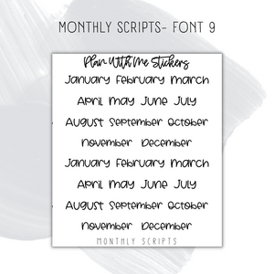 Monthly Script- Font 9