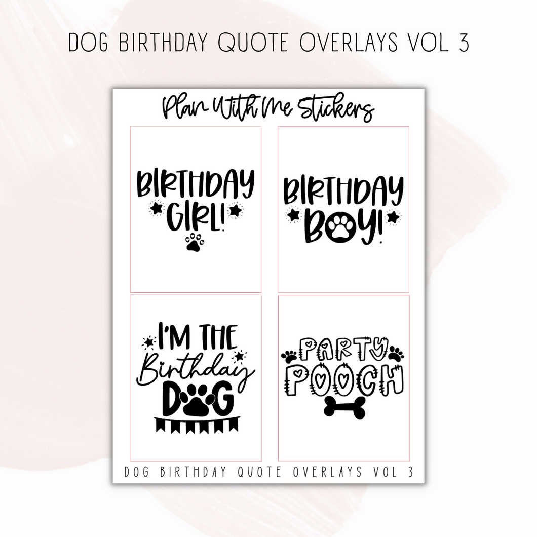 Dog Birthday Overlays Vol 3