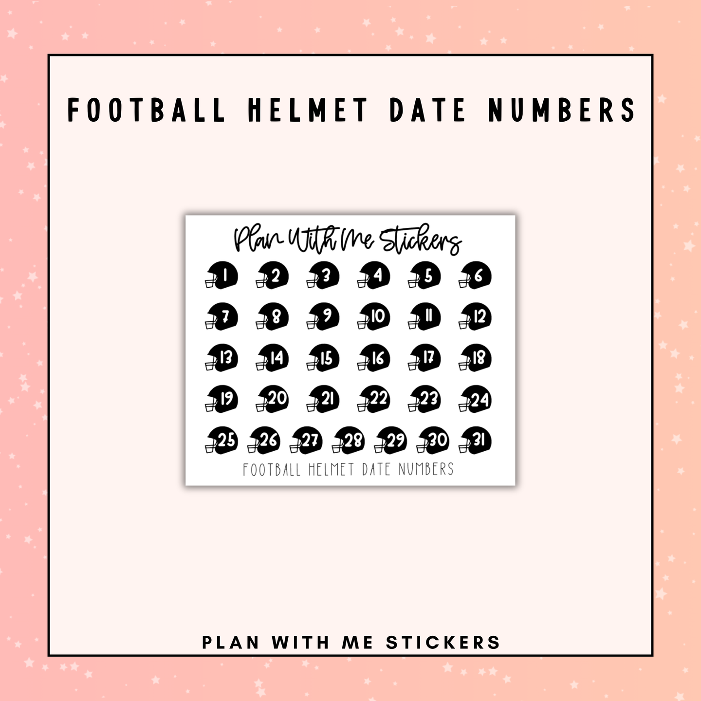 Football Helmet Date Numbers